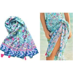 Lilly Pulitzer Resort Seaspray Wrap Scarf in Bali Blue Sway This Way